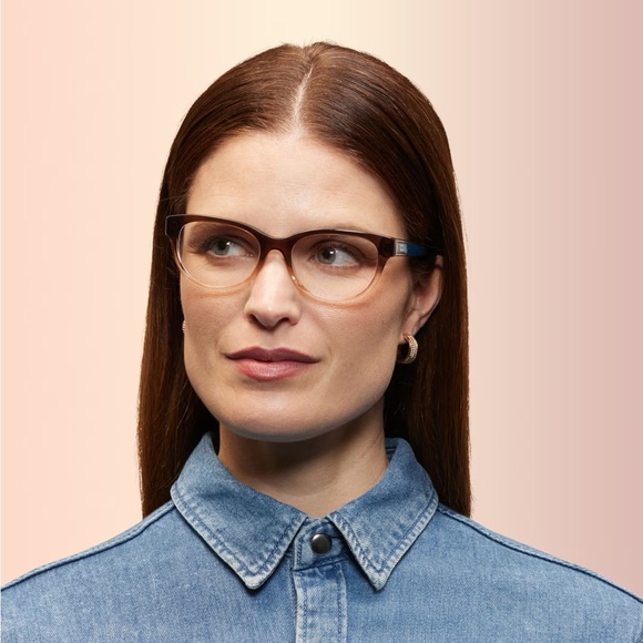Coach HC6187 eyeglasses - transparent brown gradient with navy blue temples main image 7